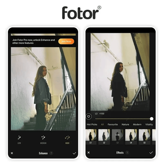 5. Fotor: بهترین اپلیکیشن هوش مصنوعی برای ارتقای کیفیت عکس